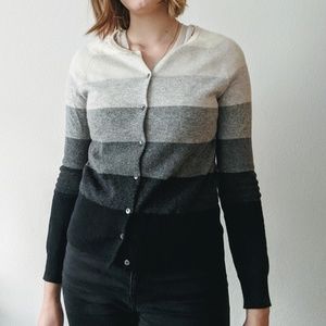 Halogen Cashmere Sweater in Gray Stripe